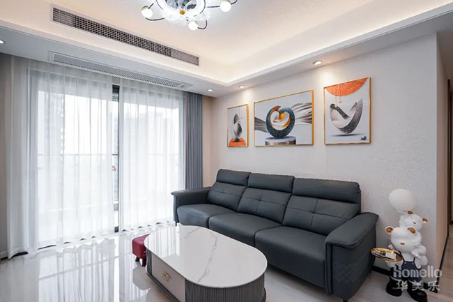 102㎡三居，寬敞橫廳結構+實用軟裝搭配，打造簡約溫馨之家